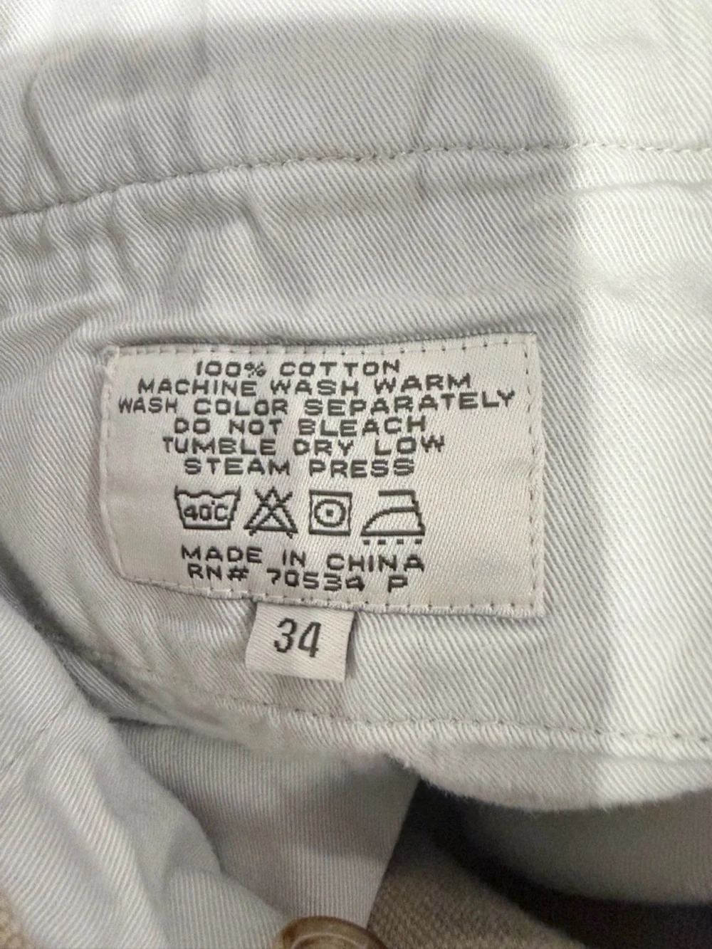 Orvis Khaki Straight Leg Pants Size 34 100% Cotton Classic Fit